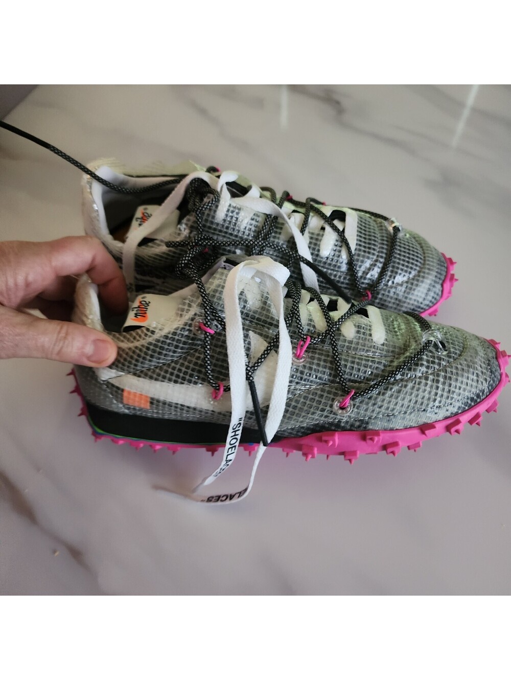 Nike x Off-White Waffle Racer Sneakers - Transparent with Pink Sole 8.5